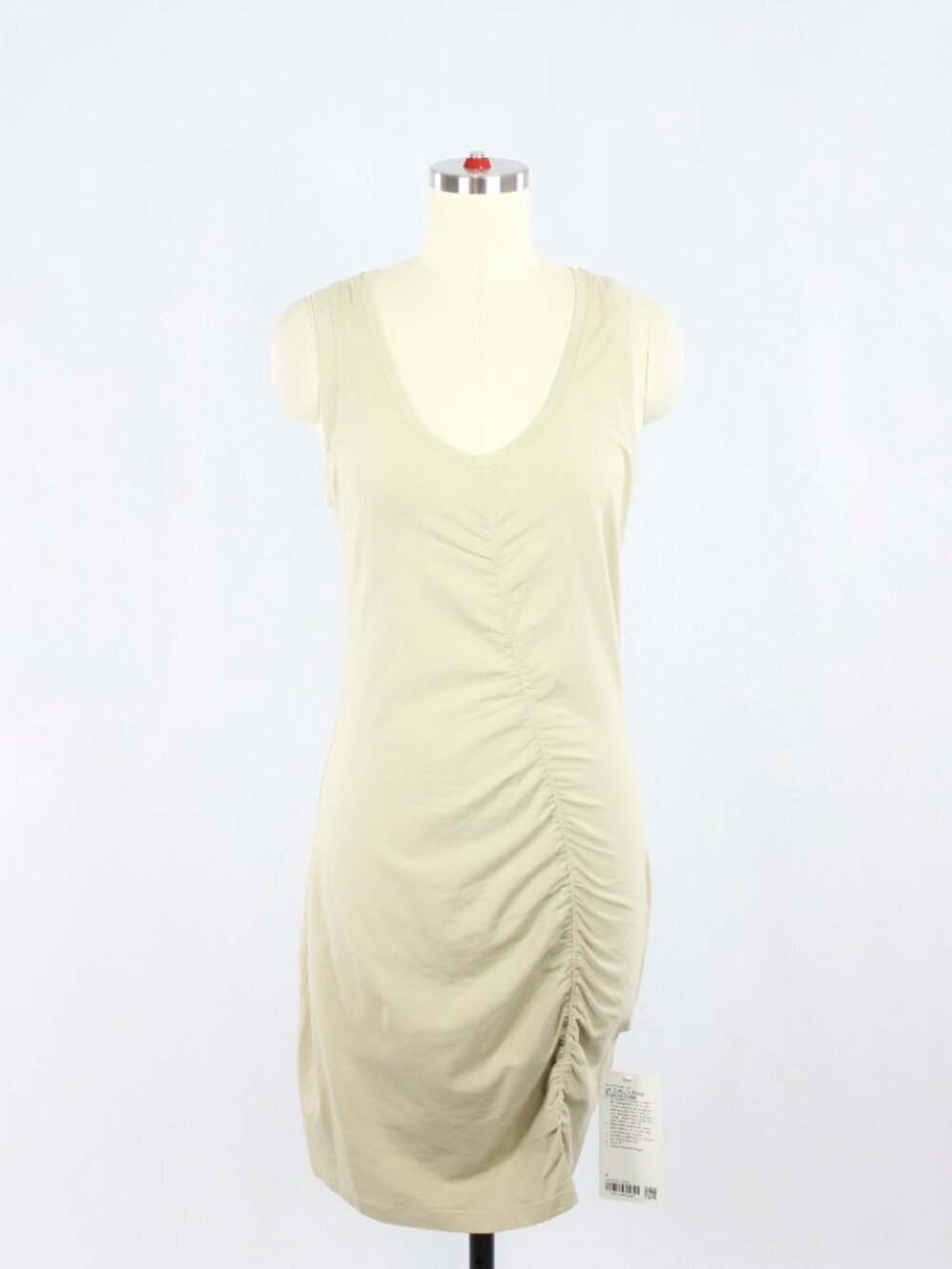 NWT LULULEMON LA Tight-To-Body Trench Beige Pima Cotton Ruched Dress, Size 4